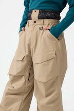 Men's Dark Brown Baggy Snow Pants Utility Wear-resistant Ski Pants - Gsou Snow