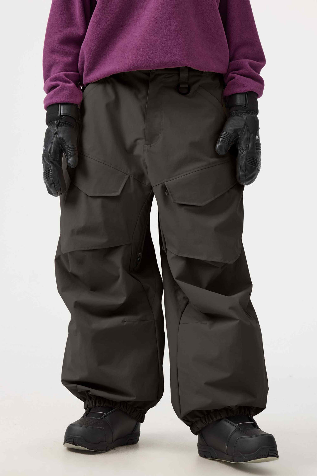 Women's Khaki Baggy Utility Ski Pants Wear-Resistant Snow Pants