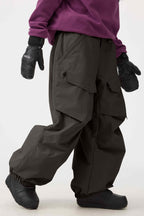 Women's Army Green Baggy Snow Pants Utility Wear-resistant Ski Pants - Gsou Snow