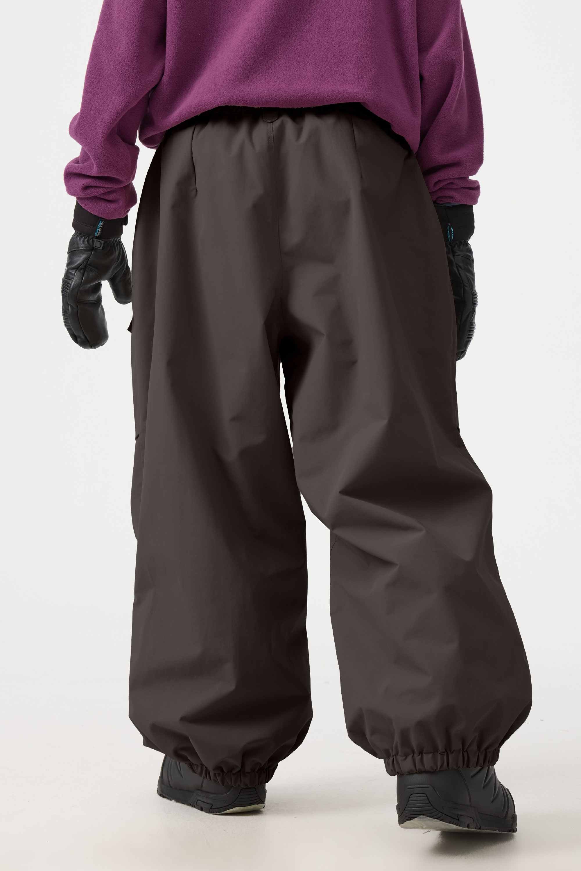 Women's Dark Brown Baggy Utility Ski Pants Wear-Resistant Snow Pants