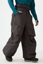 Men's Dark Brown Baggy Utility Ski Pants Wear-Resistant Snow Pants