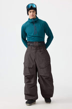Men's Dark Gray Baggy Utility Ski Pants Wear-Resistant Snow Pants