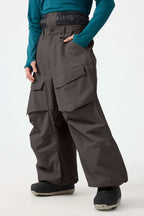 Men's Dark Gray Baggy Utility Ski Pants Wear-Resistant Snow Pants