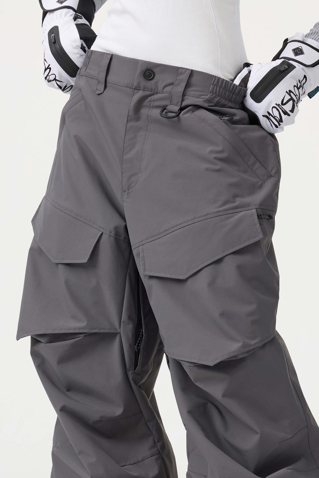 Women's Dark Gray Baggy Utility Ski Pants Wear-Resistant Snow Pants