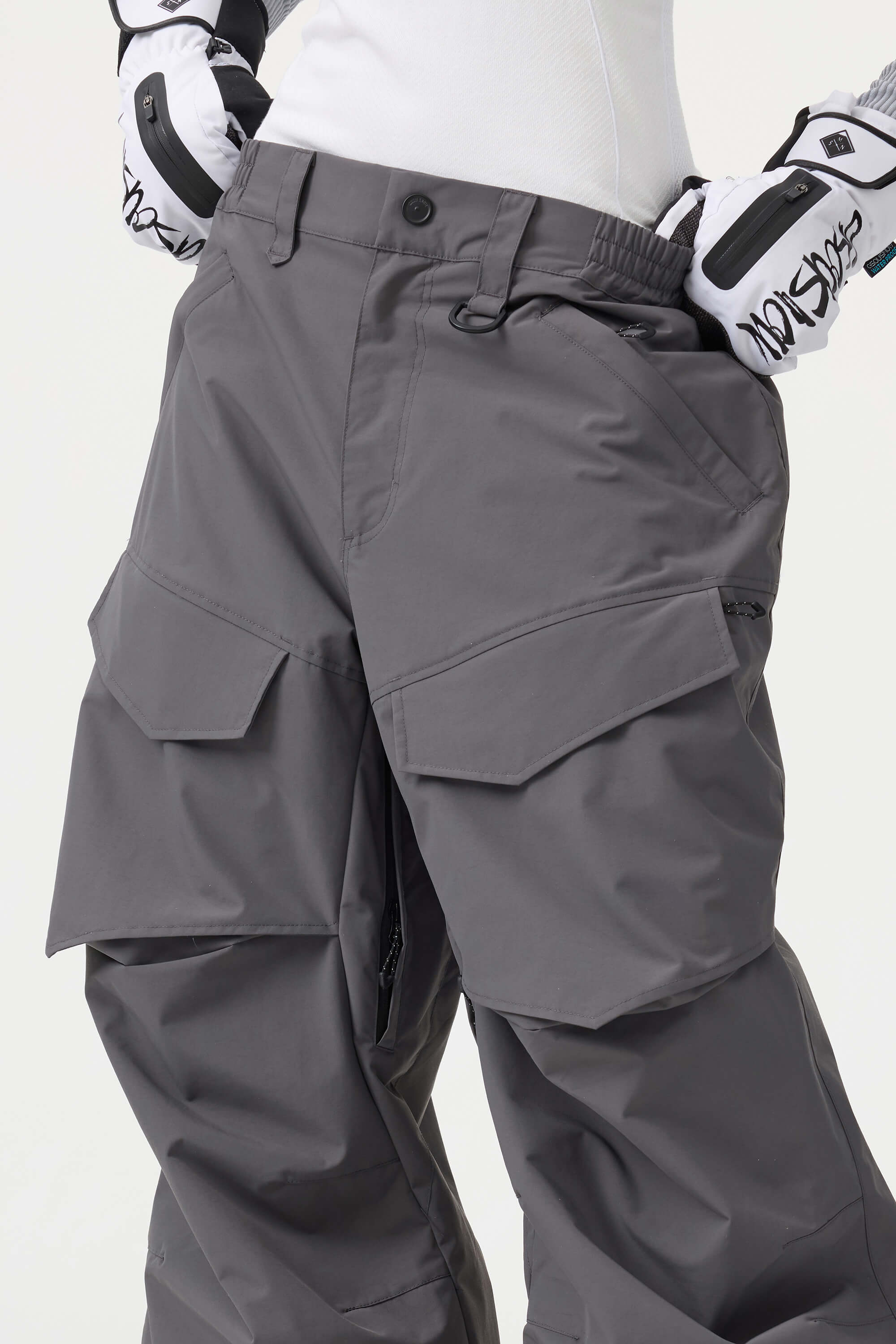 Women's Dark Brown Baggy Utility Ski Pants Wear-Resistant Snow Pants