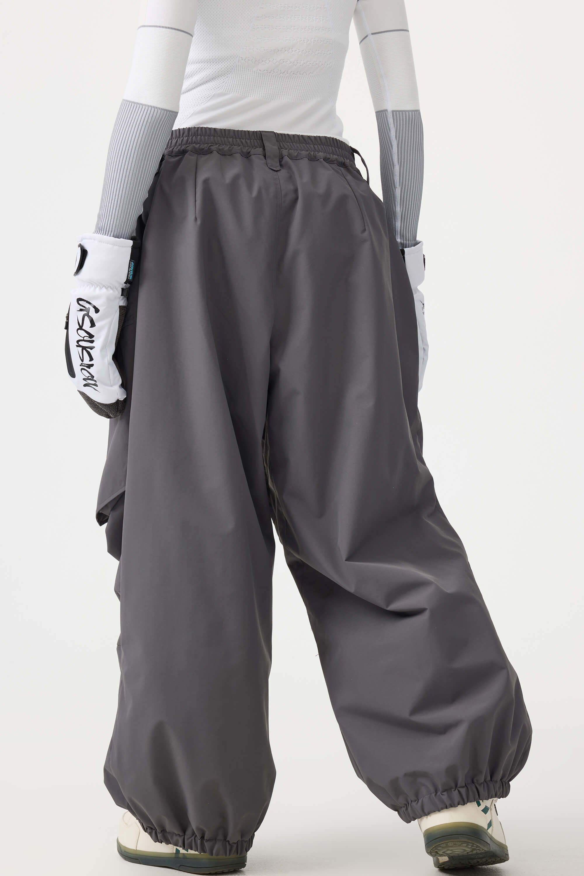 Women's Khaki Baggy Utility Ski Pants Wear-Resistant Snow Pants
