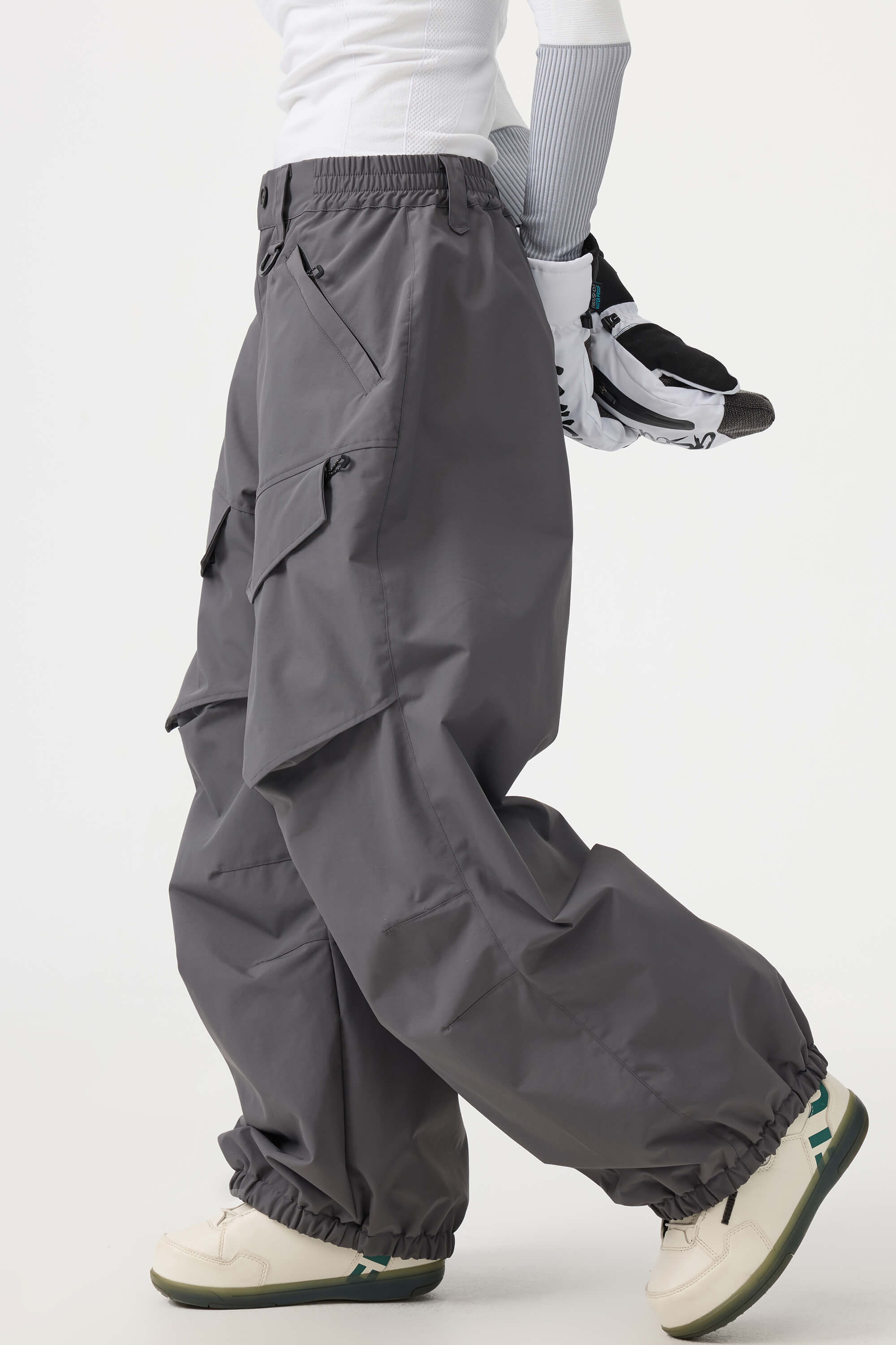 Women's Dark Brown Baggy Utility Ski Pants Wear-Resistant Snow Pants