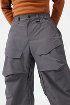 Men's Black Baggy Utility Ski Pants Wear-Resistant Snow Pants