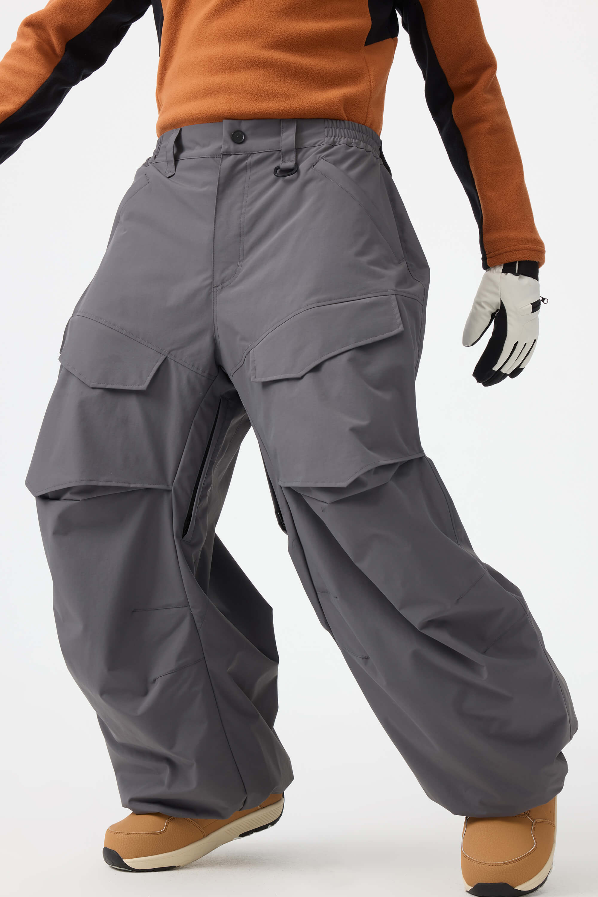 Men's Rose Baggy Utility Ski Pants Wear-Resistant Snow Pants