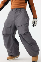 Men's Dark Gray Baggy Utility Ski Pants Wear-Resistant Snow Pants