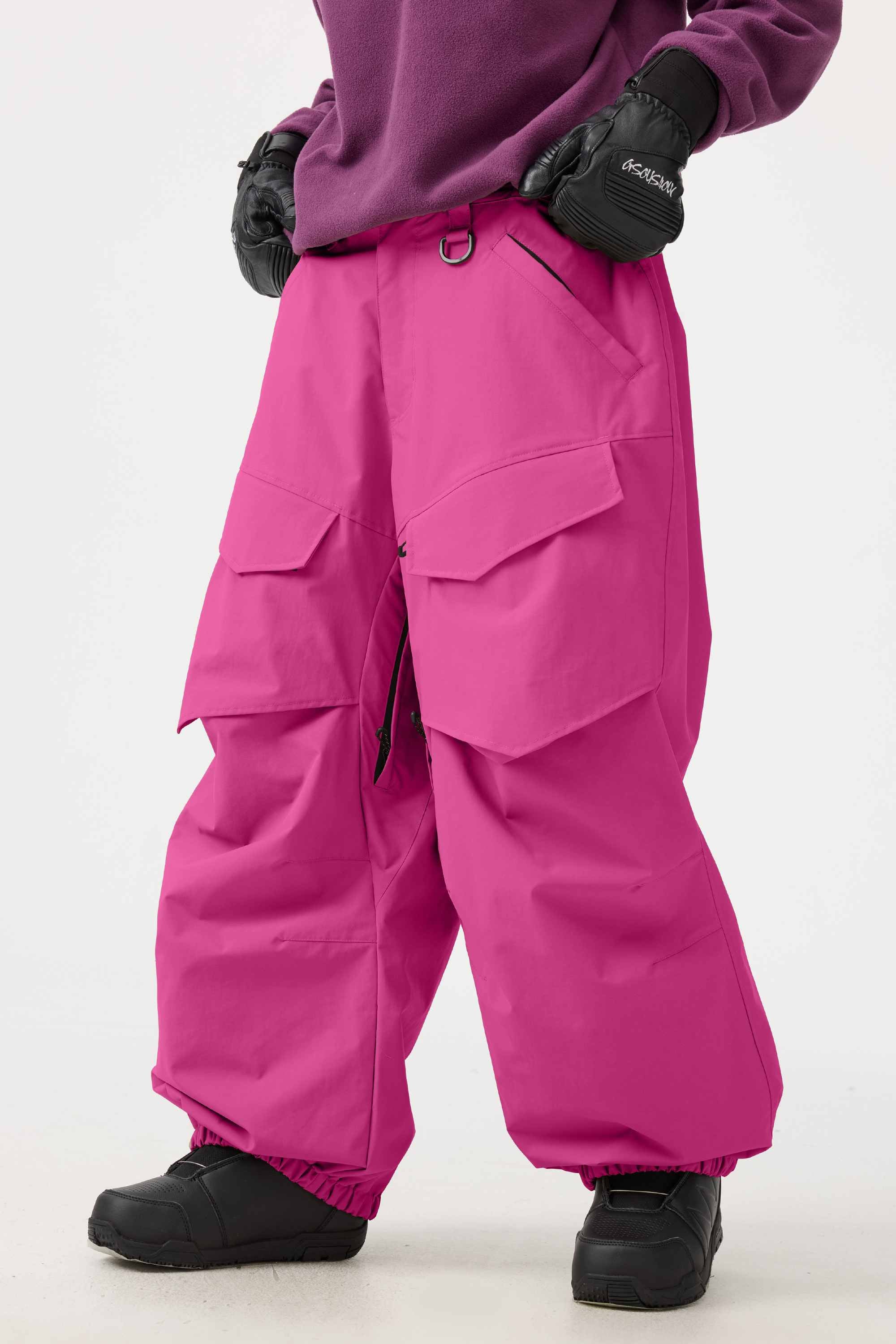Women's Khaki Baggy Utility Snow Pants Wear-resistant Ski Pants - Gsou Snow