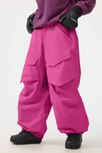 Women's Army Green Baggy Utility Ski Pants Wear-Resistant Snow Pants