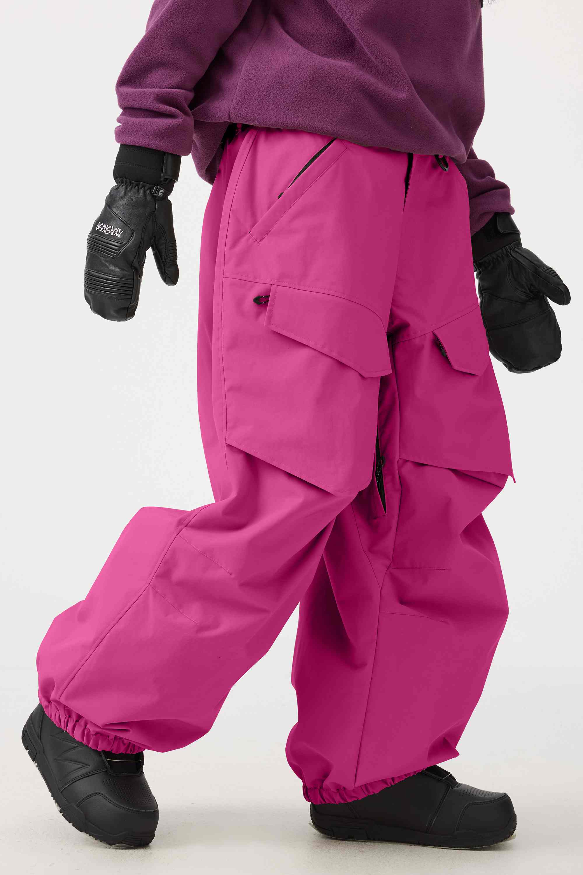 Women's Army Green Baggy Utility Ski Pants Wear-Resistant Snow Pants