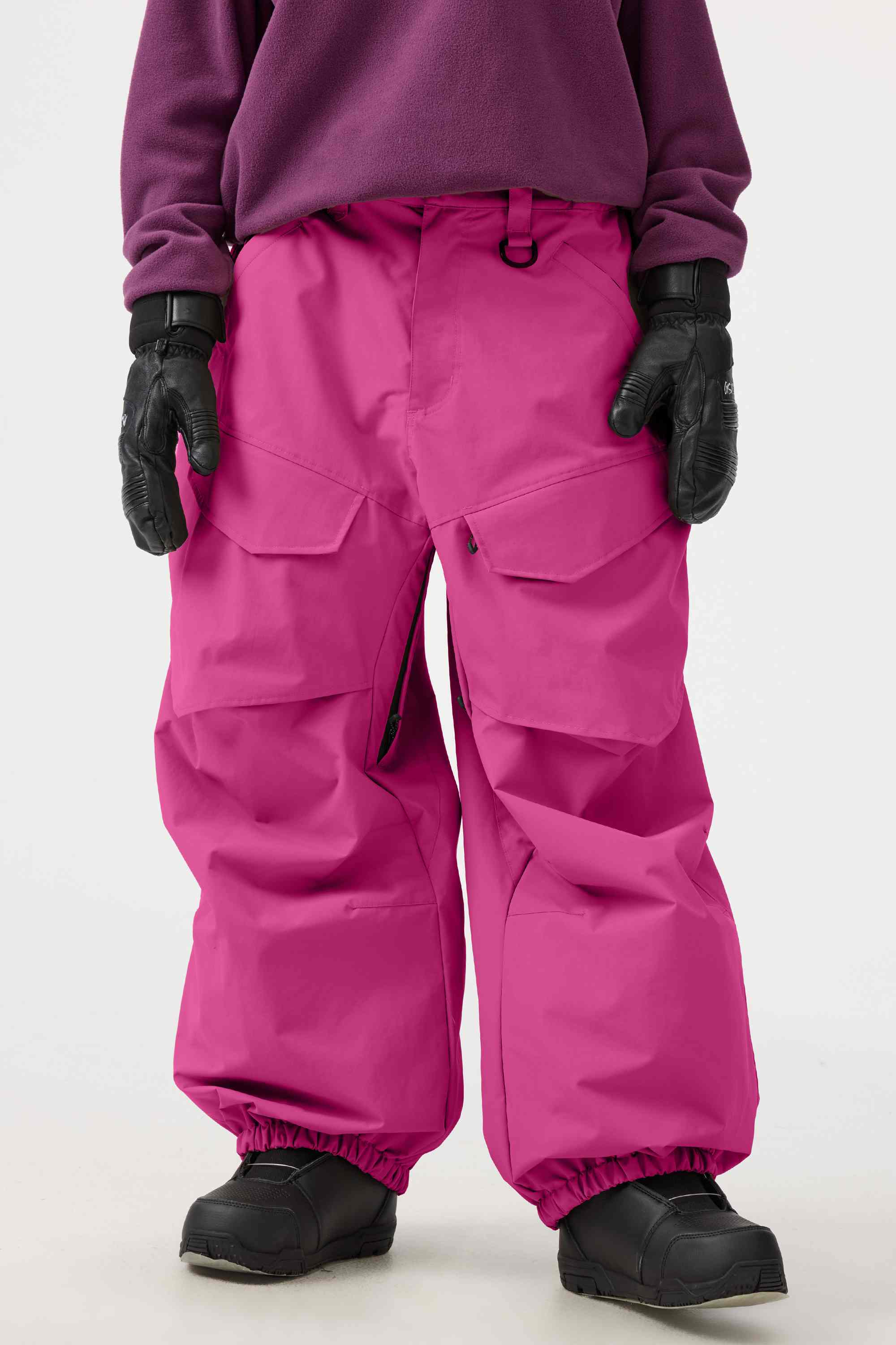 Women's Dark Gray Baggy Utility Ski Pants Wear-Resistant Snow Pants