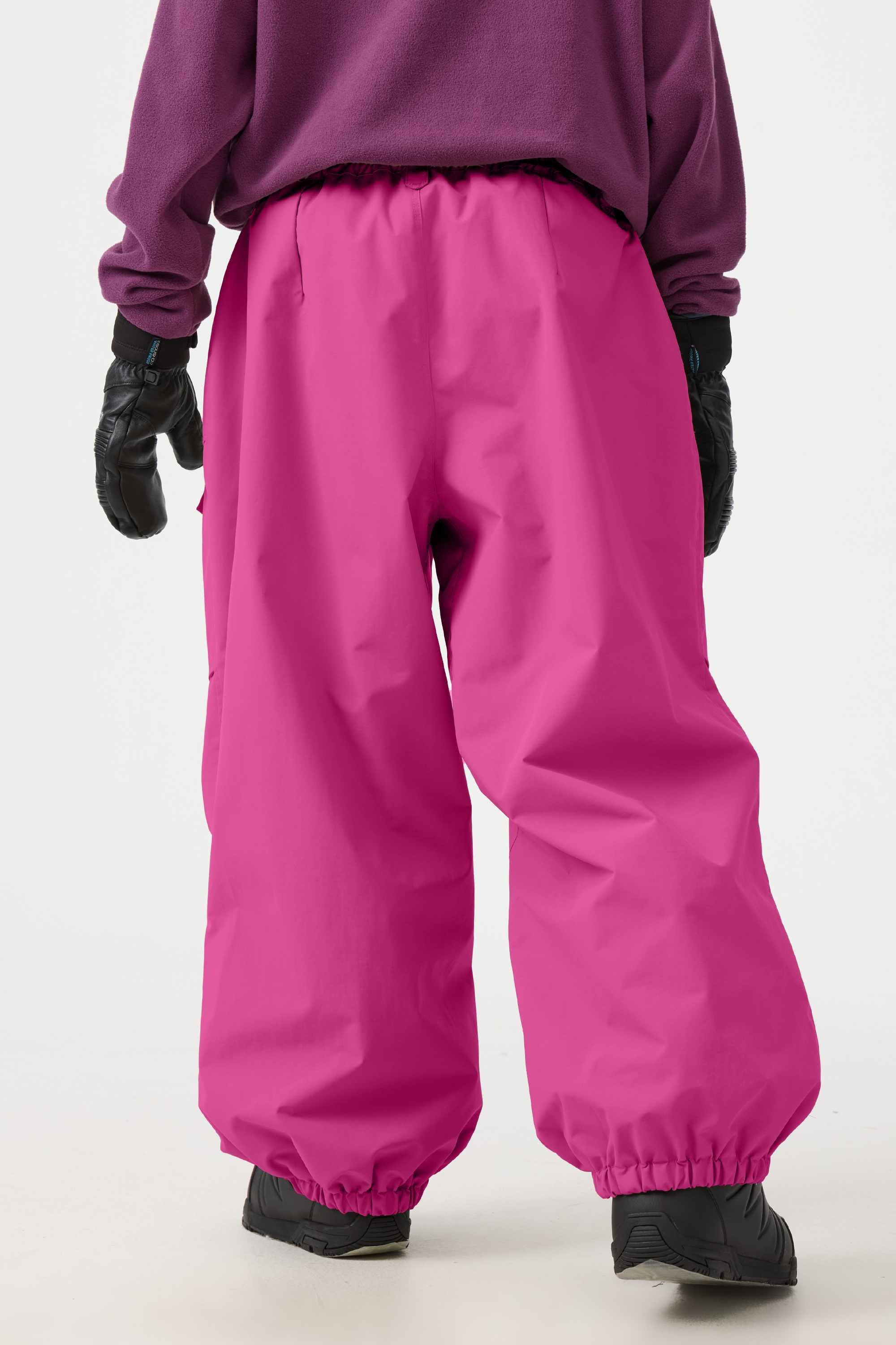 Women's Black Baggy Utility Ski Pants Wear-Resistant Snow Pants