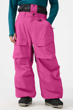 Men's Black Baggy Utility Ski Pants Wear-Resistant Snow Pants