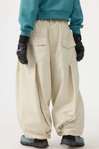 Women's Black Drawstring Baggy Ski Pants Balloon Snow Pants
