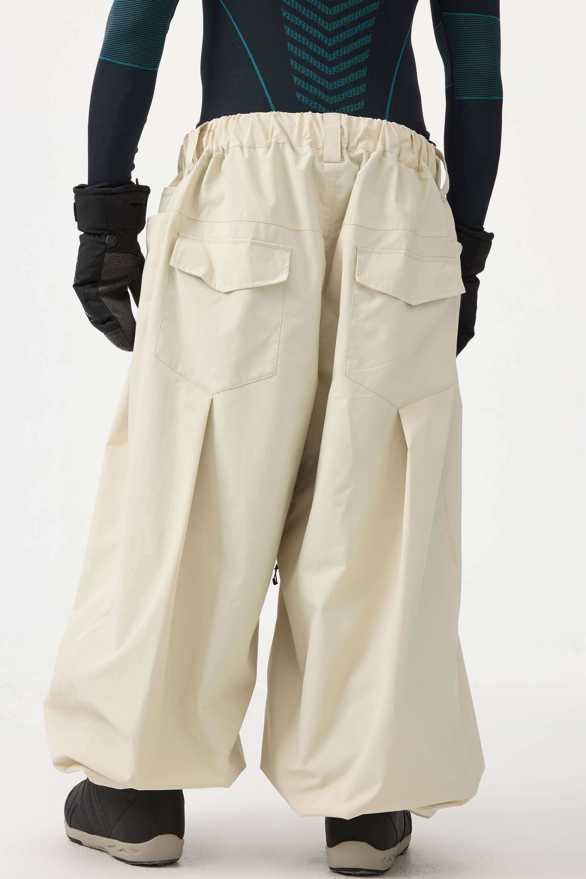 Men's Black Drawstring Baggy Snow Pants Balloon Ski Pants - Gsou Snow