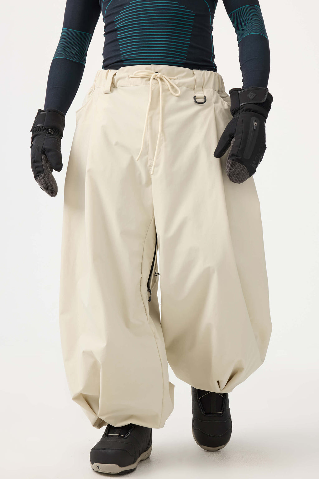 Men's Coffee Drawstring Baggy Ski Pants Balloon Snow Pants