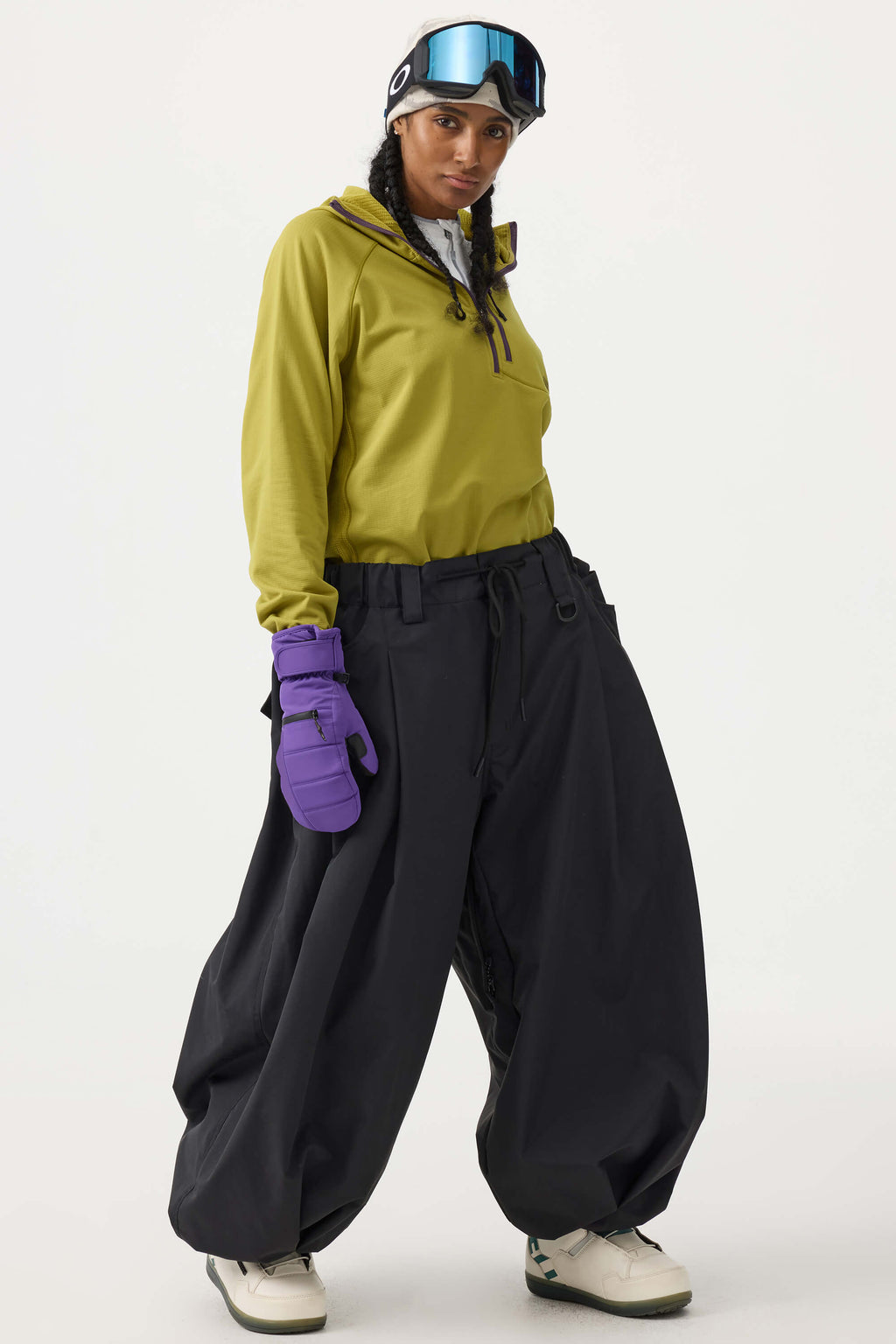 Women's Black Drawstring Baggy Snow Pants Balloon Ski Pants - Gsou Snow