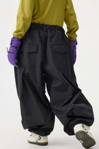 Women's Beige Drawstring Baggy Snow Pants Balloon Ski Pants - Gsou Snow