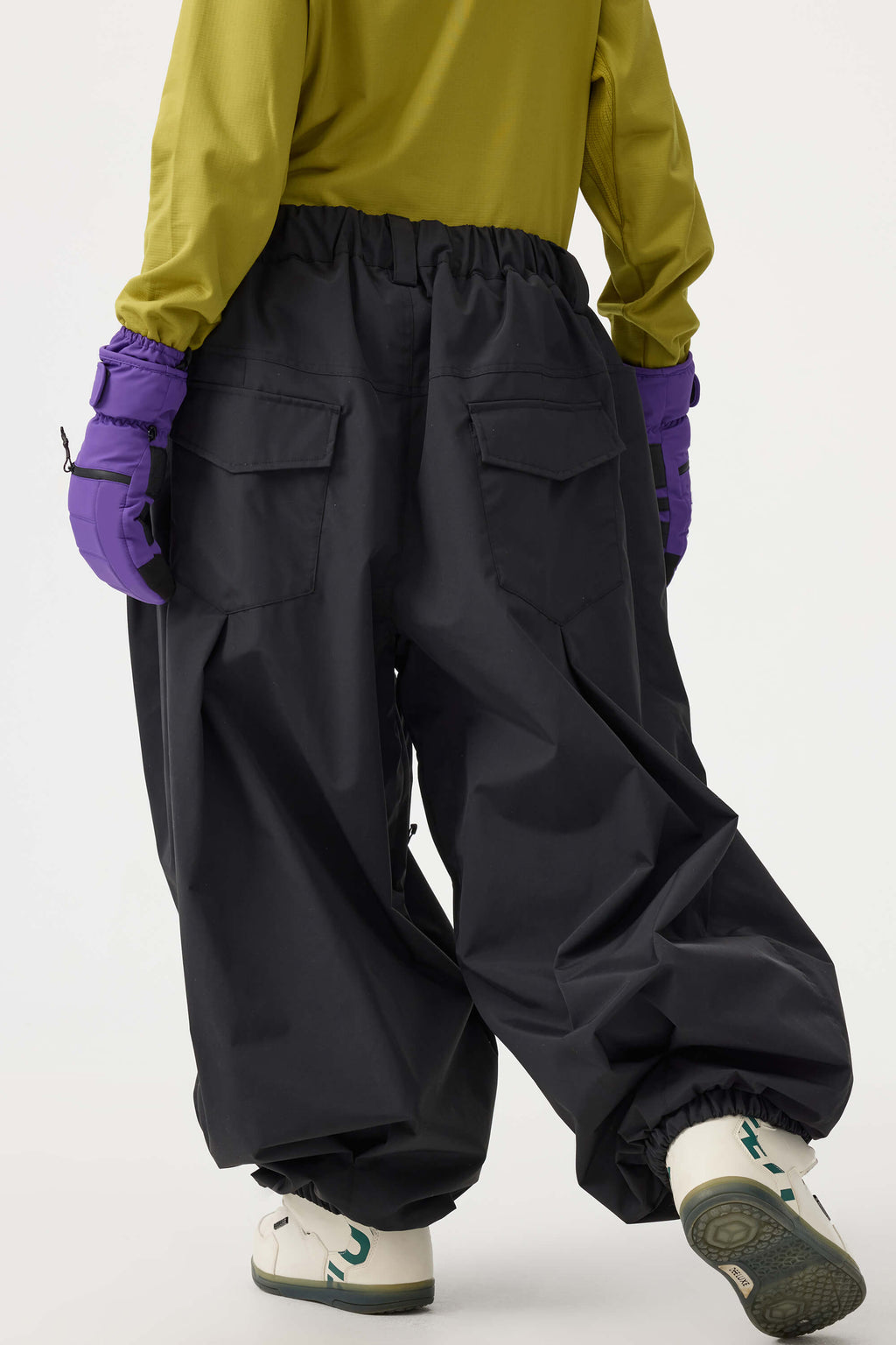 Women's Black Drawstring Baggy Snow Pants Balloon Ski Pants - Gsou Snow