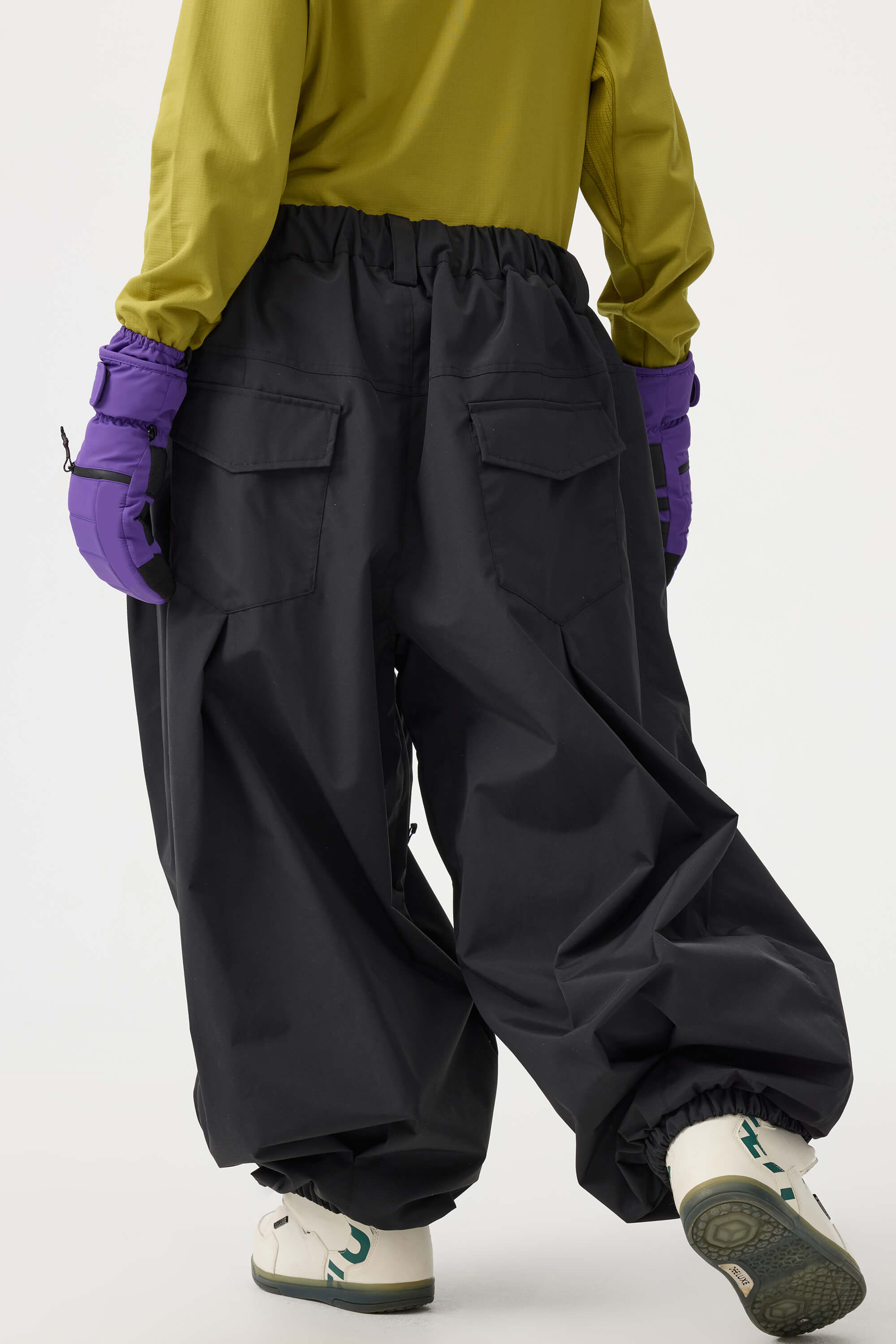 Women's Black Drawstring Baggy Snow Pants Balloon Ski Pants - Gsou Snow