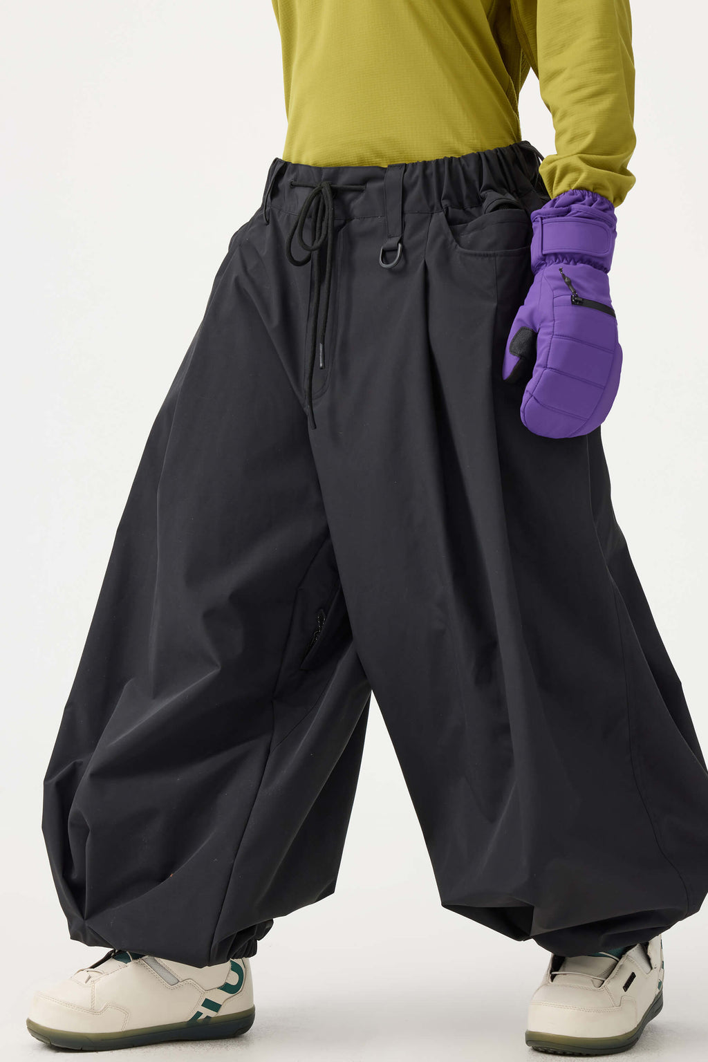 Women's Coffee Drawstring Baggy Ski Pants Balloon Snow Pants