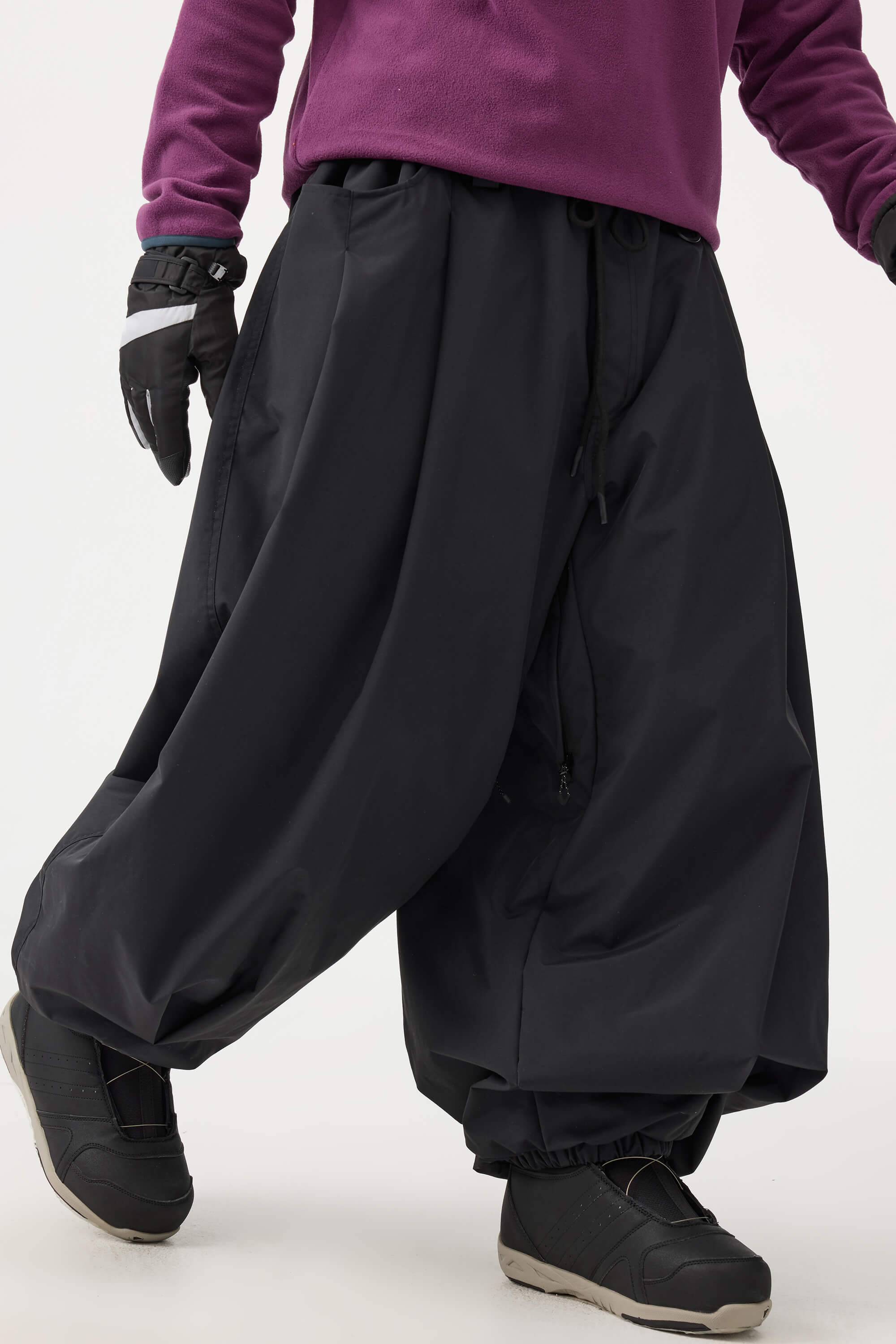 Men's Black Drawstring Baggy Ski Pants Balloon Snow Pants Main image