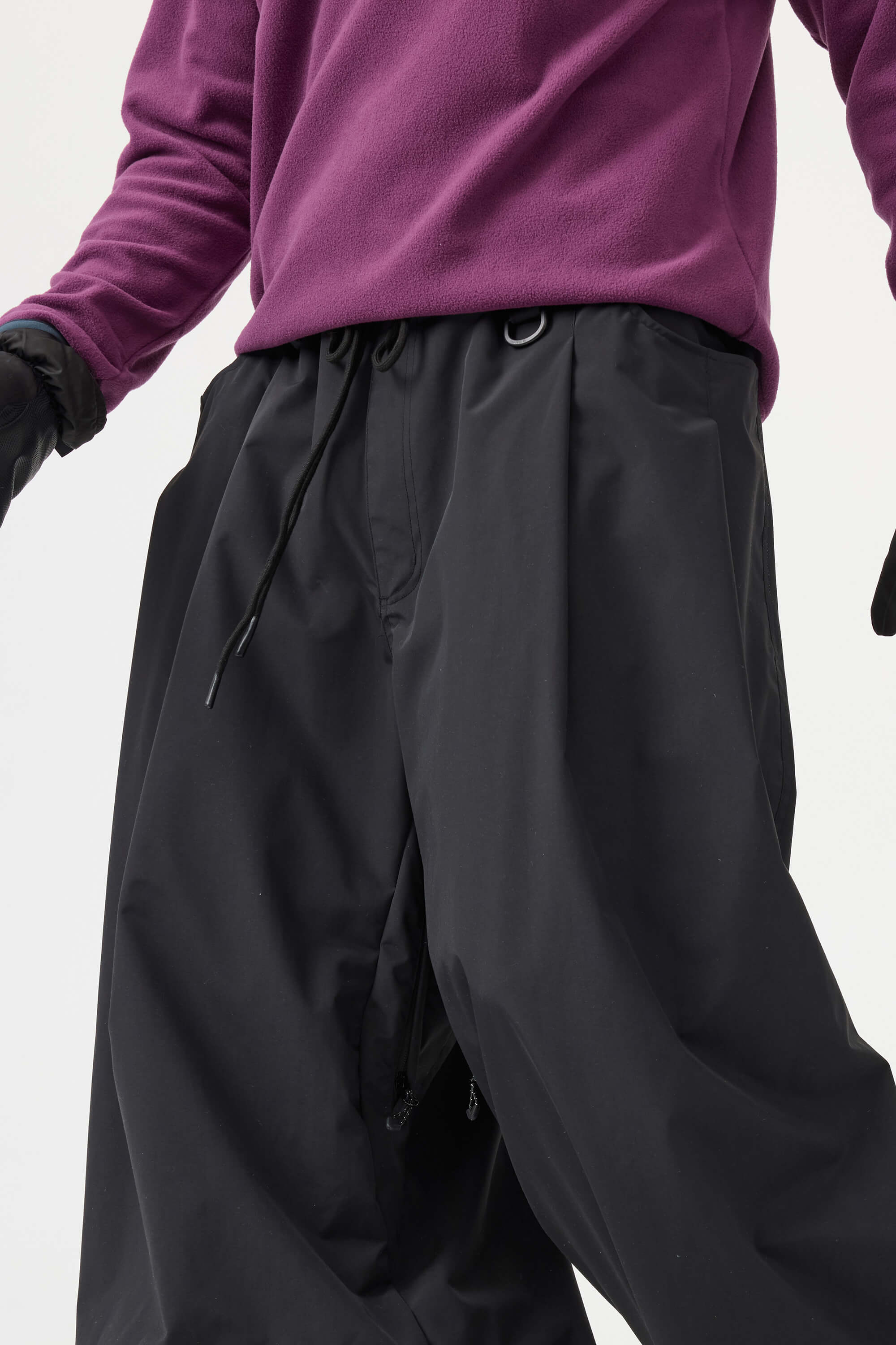 Men's Black Drawstring Baggy Ski Pants Balloon Snow Pants