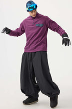 Men's Beige Drawstring Baggy Ski Pants Balloon Snow Pants