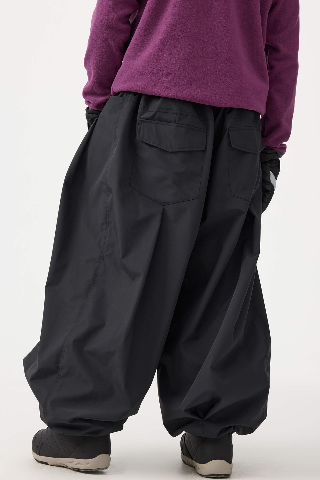 Men's Black Drawstring Baggy Ski Pants Balloon Snow Pants
