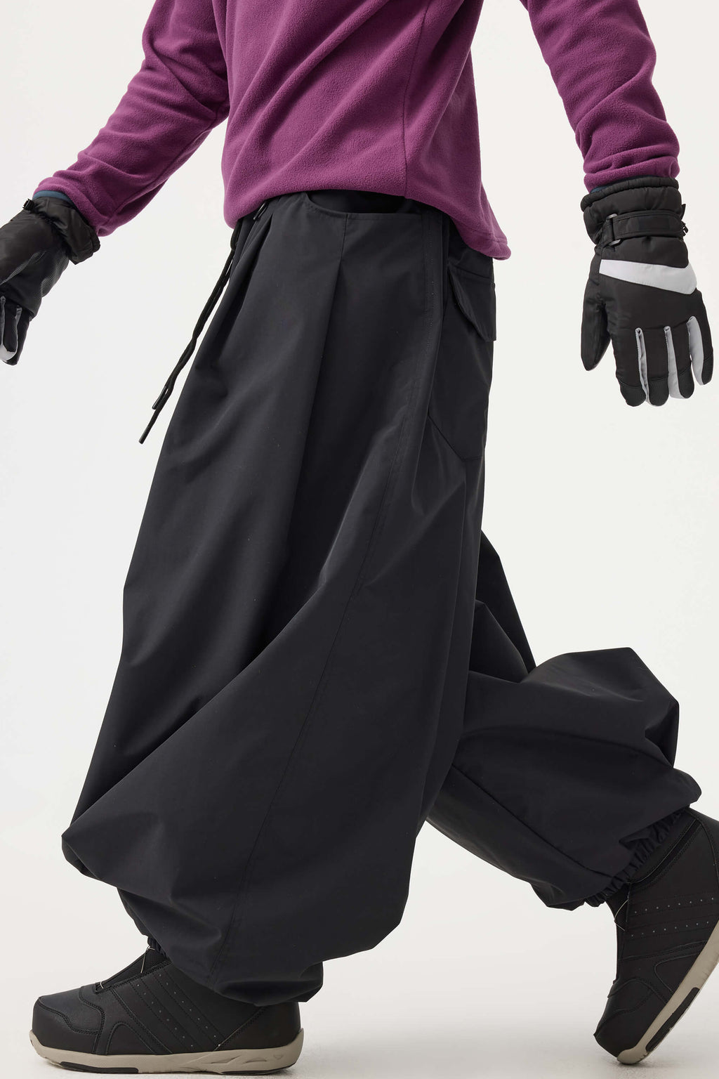 Men's Black Drawstring Baggy Snow Pants Balloon Ski Pants - Gsou Snow
