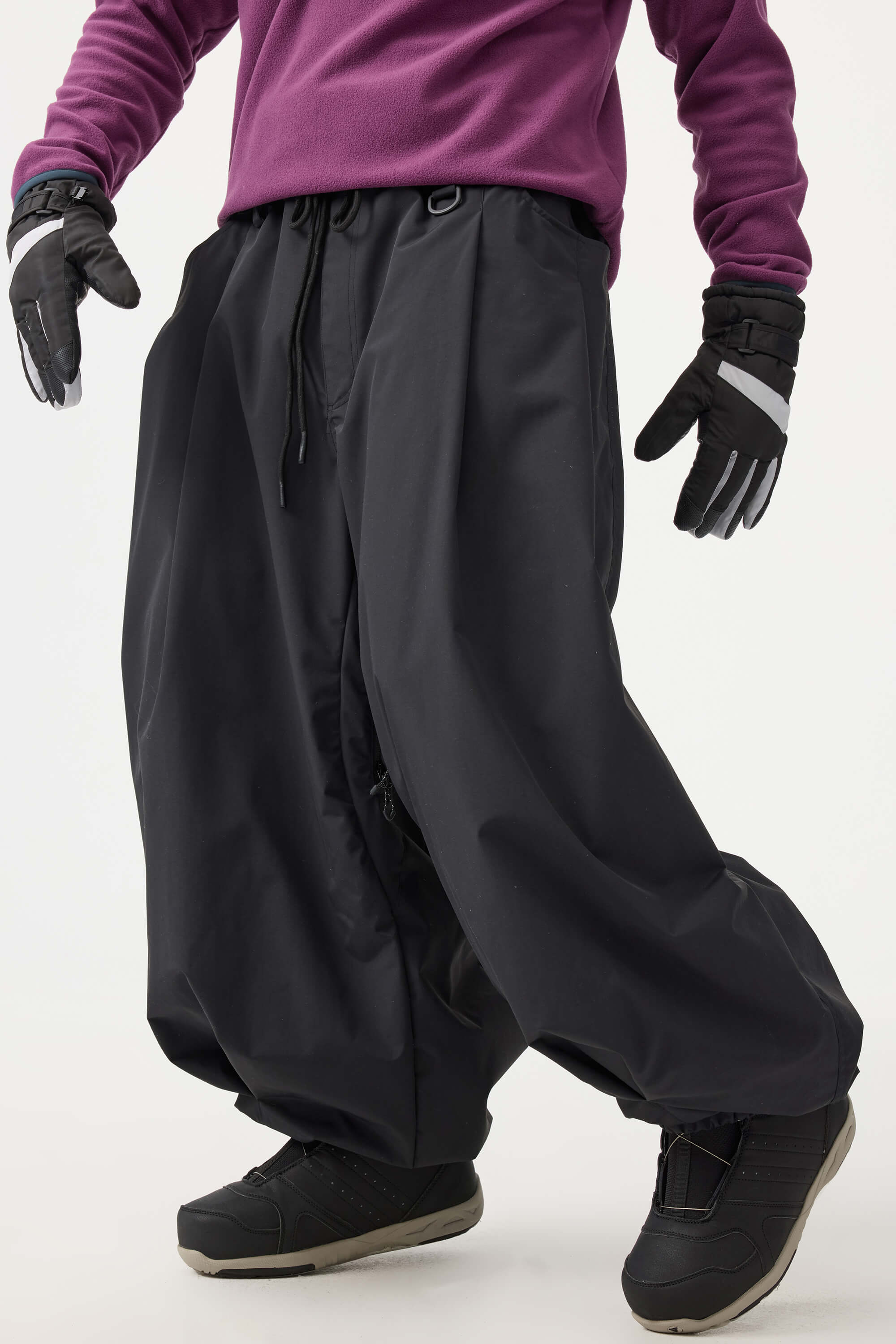 Men's Coffee Drawstring Baggy Ski Pants Balloon Snow Pants