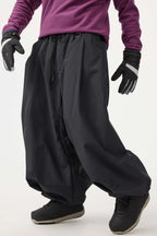 Men's Beige Drawstring Baggy Ski Pants Balloon Snow Pants
