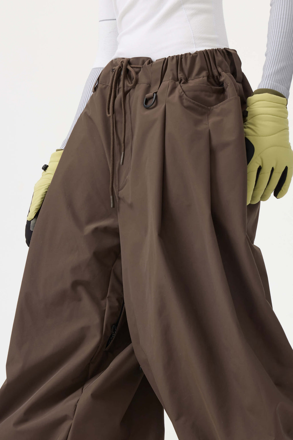 Women's Coffee Drawstring Baggy Snow Pants Balloon Ski Pants - Gsou Snow