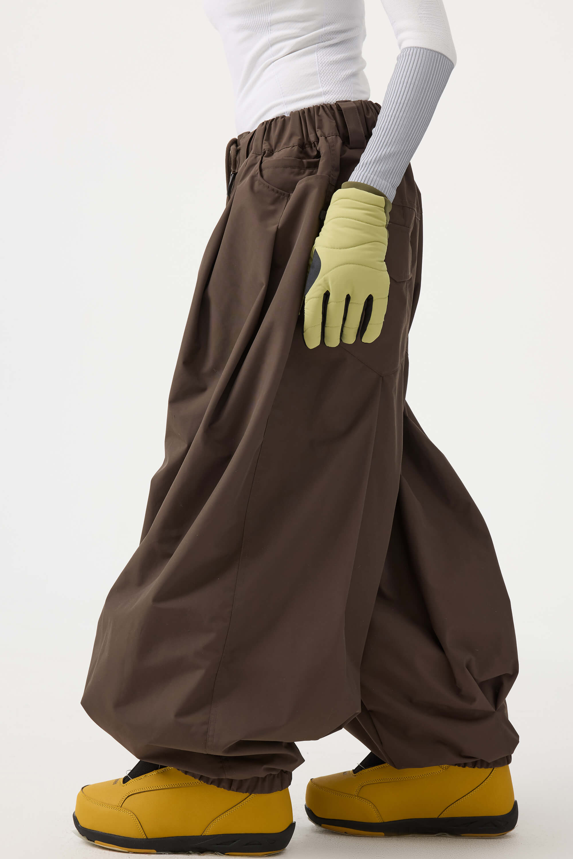 Women's Black Drawstring Baggy Ski Pants Balloon Snow Pants
