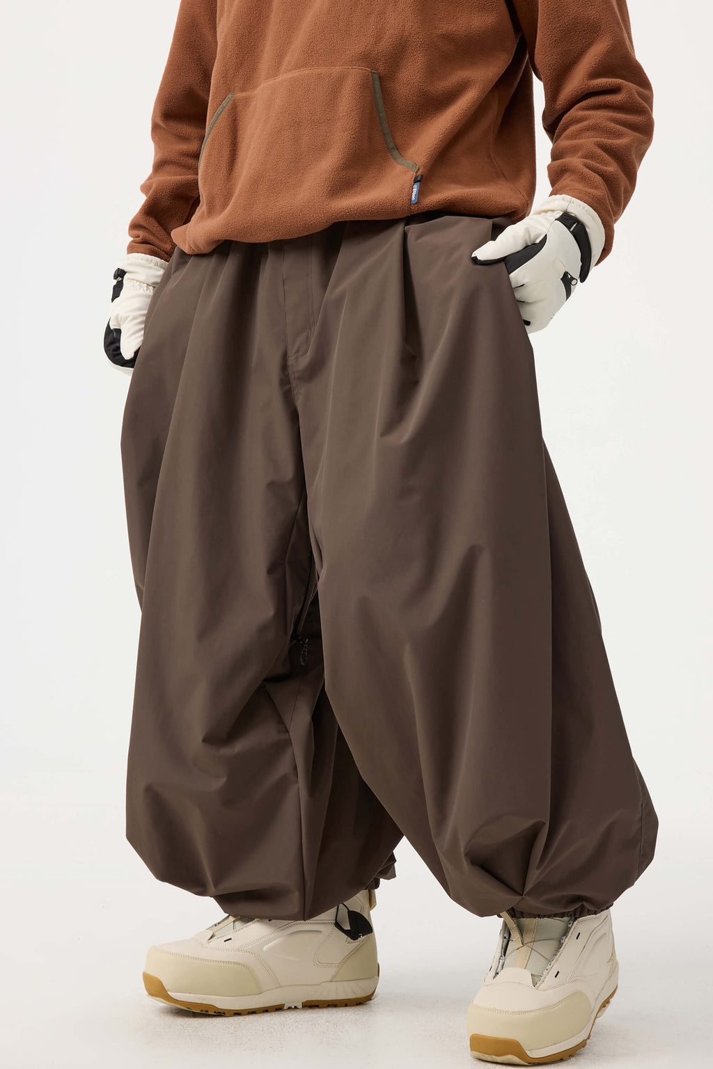 Men's Coffee Drawstring Baggy Ski Pants Balloon Snow Pants