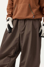 Men's Beige Drawstring Baggy Ski Pants Balloon Snow Pants