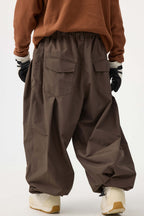 Men's Black Drawstring Baggy Snow Pants Balloon Ski Pants - Gsou Snow