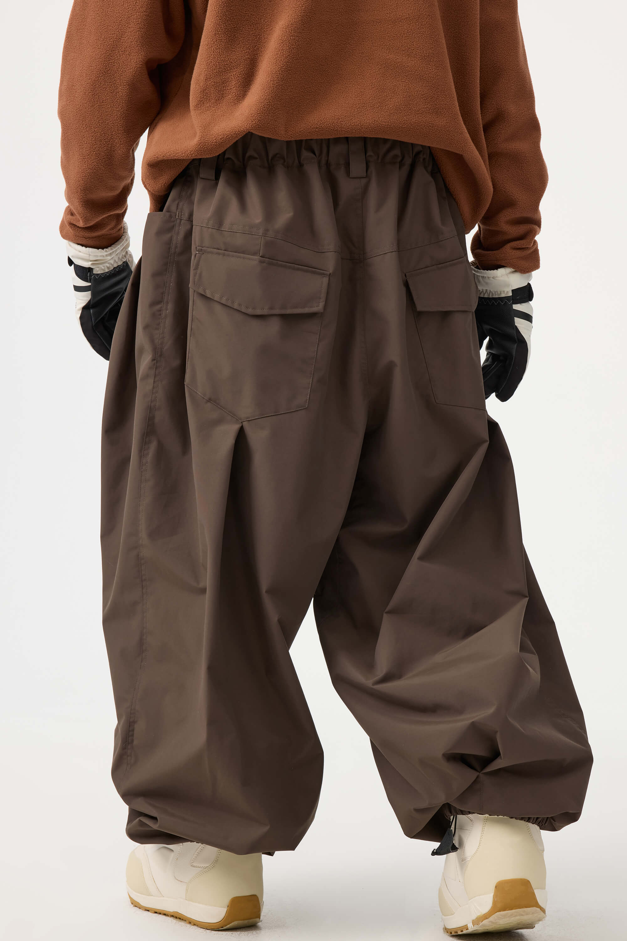 Men's Black Drawstring Baggy Ski Pants Balloon Snow Pants