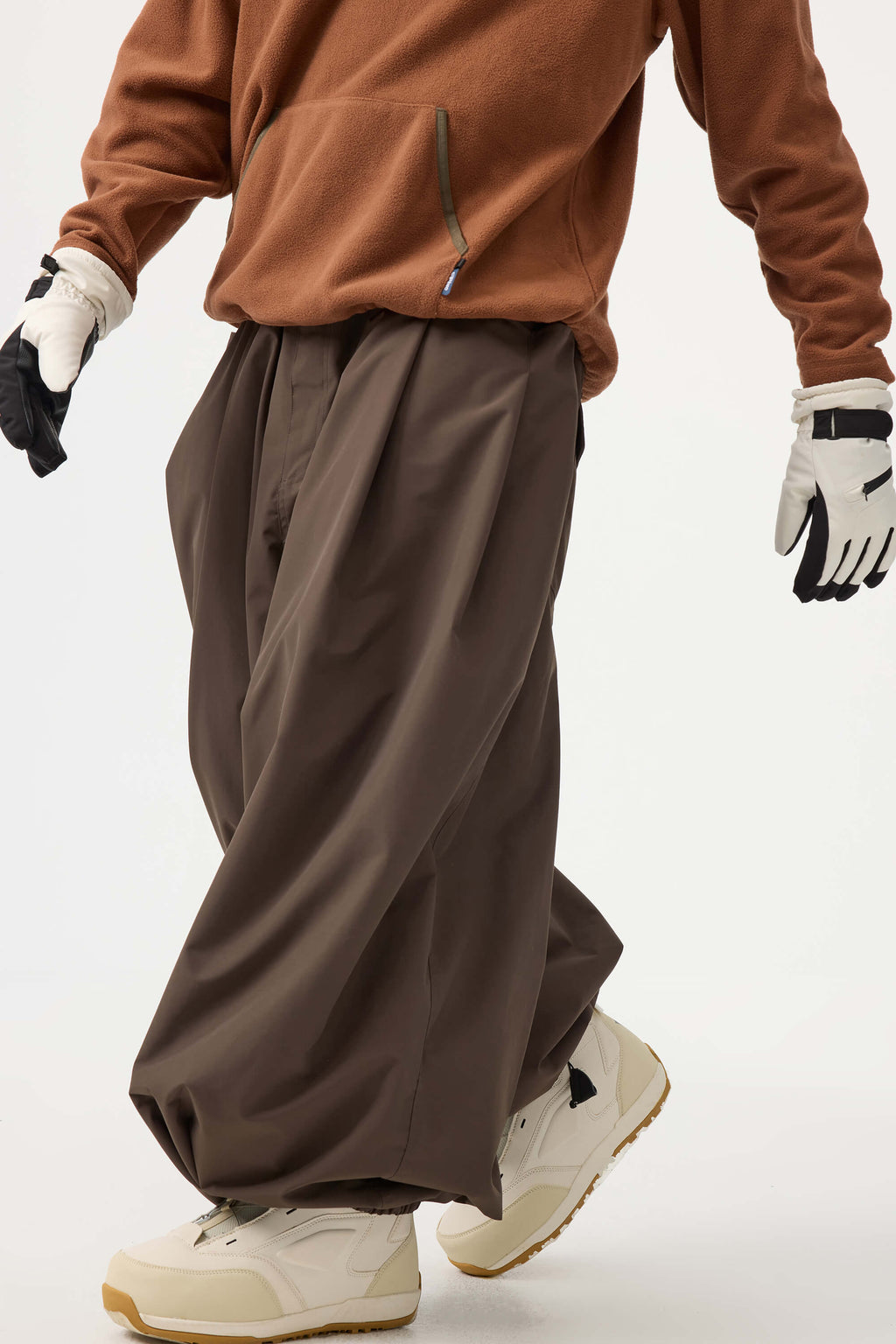 Men's Black Drawstring Baggy Ski Pants Balloon Snow Pants