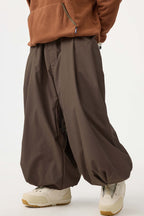Men's Beige Drawstring Baggy Snow Pants Balloon Ski Pants - Gsou Snow