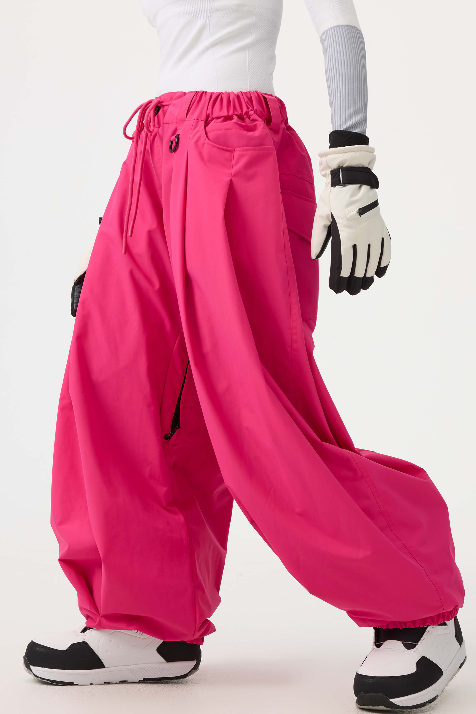 Women's Coffee Drawstring Baggy Ski Pants Balloon Snow Pants
