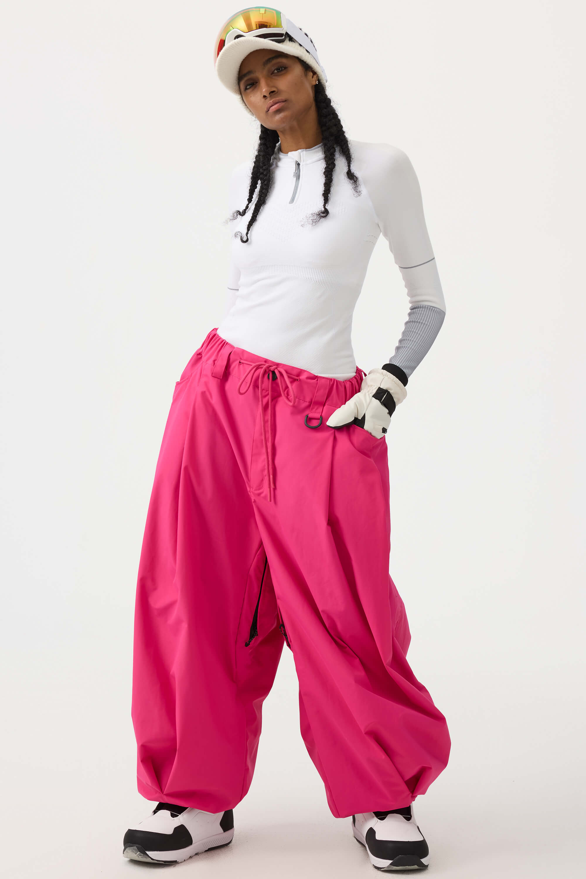 Women's Black Drawstring Baggy Snow Pants Balloon Ski Pants - Gsou Snow