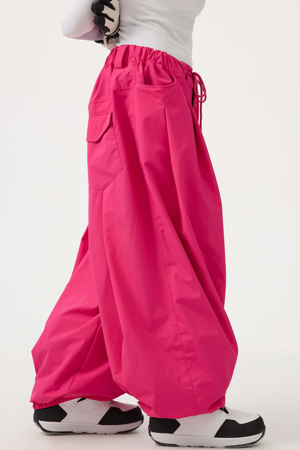 Women's Black Drawstring Baggy Ski Pants Balloon Snow Pants