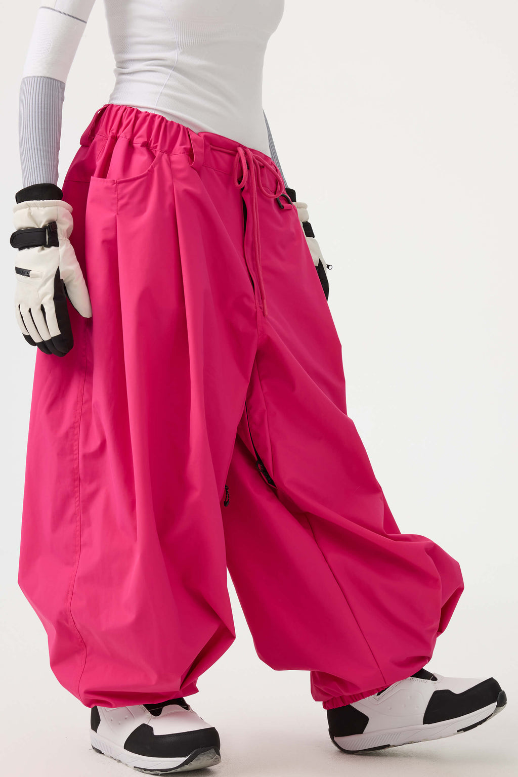 Women's Coffee Drawstring Baggy Ski Pants Balloon Snow Pants
