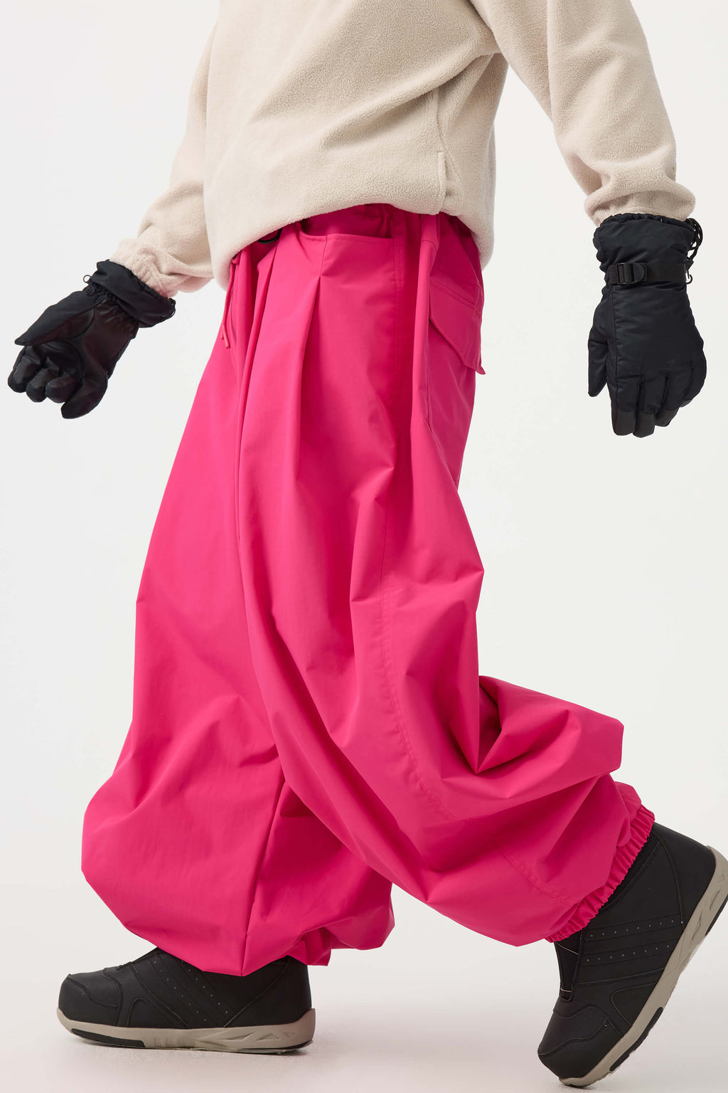 Men's Coffee Drawstring Baggy Ski Pants Balloon Snow Pants