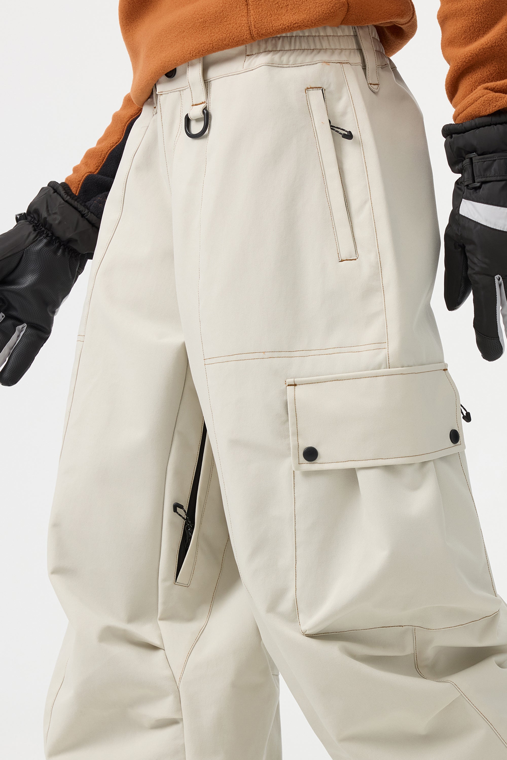 Women's Beige Baggy Oxford Ski Pants Wear-Resistant Snow Pants Secondary image