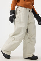 Women's Black Baggy Oxford Ski Pants Wear-Resistant Snow Pants